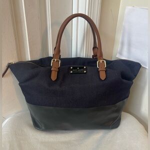 kate spade Black Canvas and Denim Tote EUC